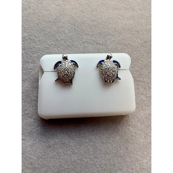 None and/or Unknown Jewelry - .75CTW Moissanite Turtle Earrings - New! Sterling Silver
